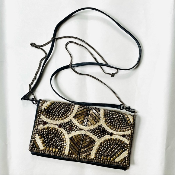 Ecote Sequin Beaded Embellished Snap Clutch Crossbody Purse Bag - Picture 1 of 9